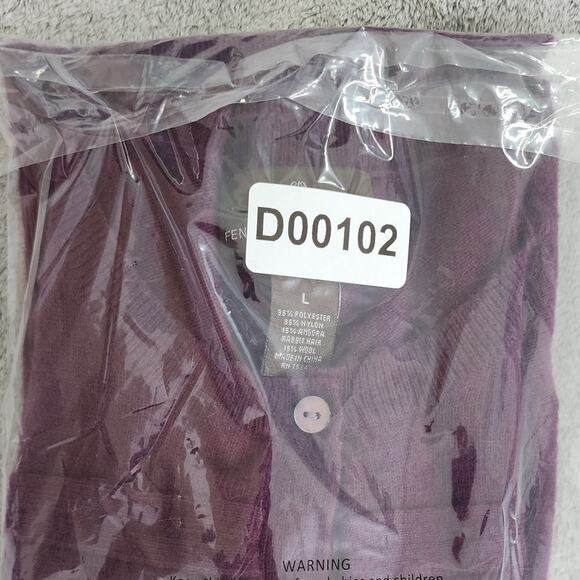 Fenn Wright Manson Sweater Women L Purple Angora Wool Blend Crop Sleeve Cardigan - Picture 8 of 8